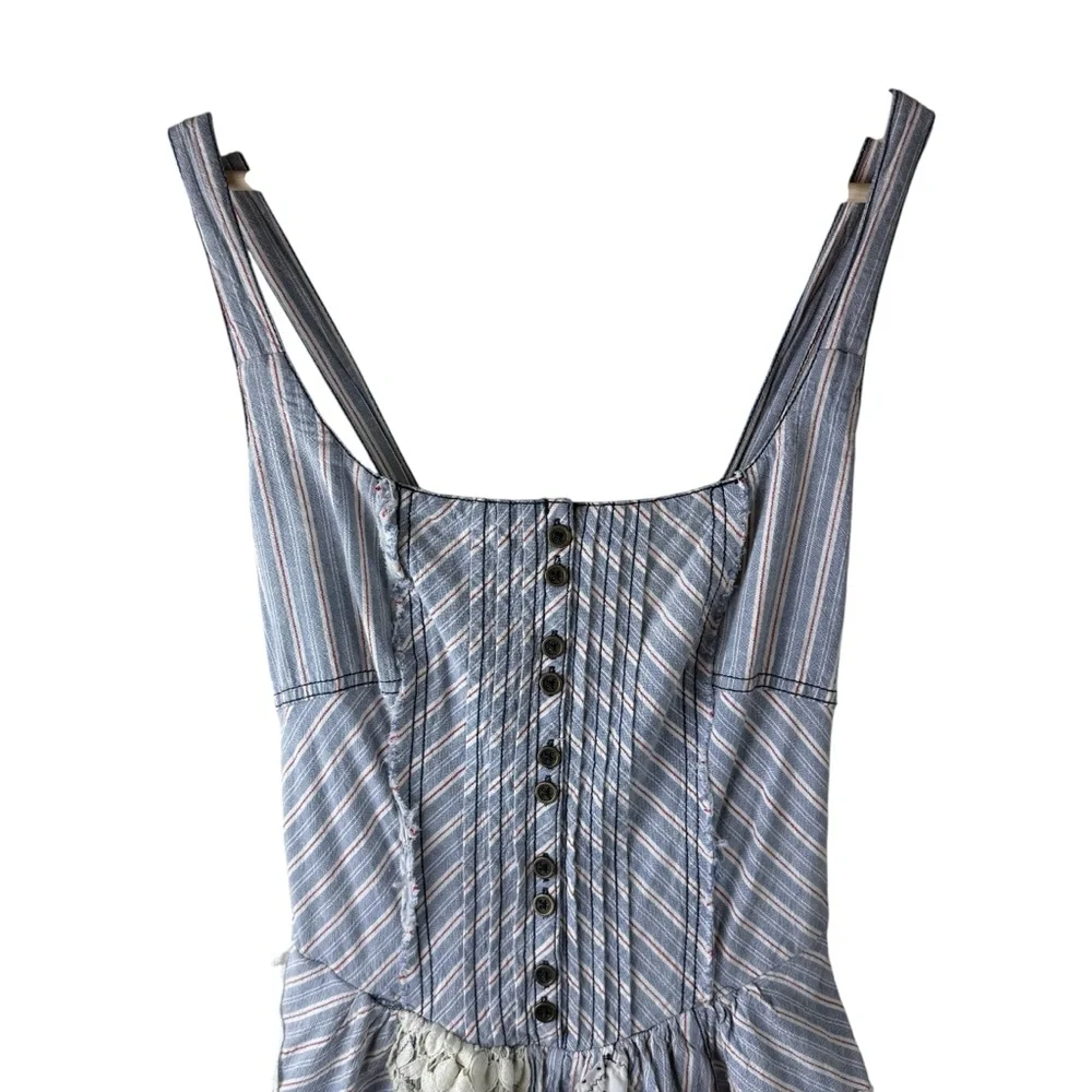 Anthropologie Pilcro Jenna Scoop Neck Drop-Waist Patchwork Dress Boho Size. 4 - Picture 4 of 10